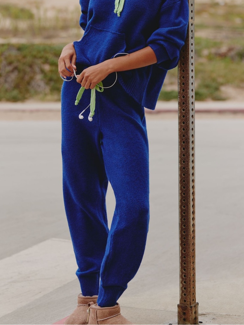 Anthropologie Sweater Jogger Pants Daily Practice Pop Cord New XL Blue
